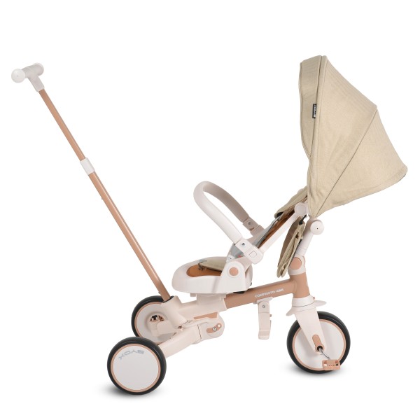 Tricicletă Pliabila 4 în 1 Byox Compacto Beige pentru Copii 12-36 Luni, Scaun Rotativ, Control Parental și Bicicleta de Echilibru