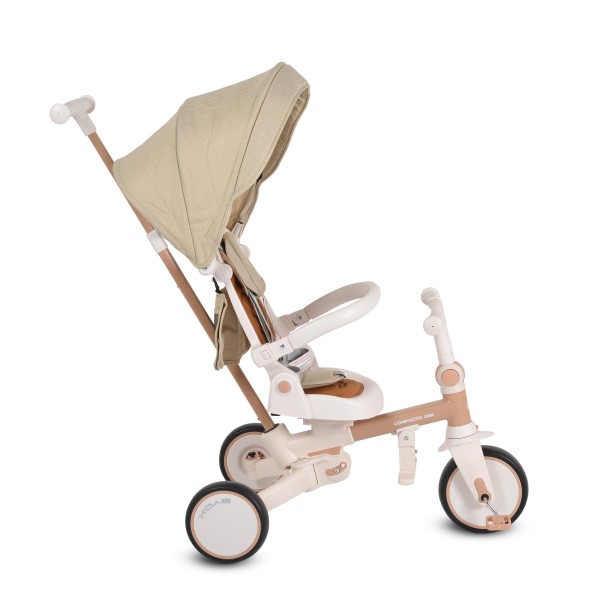 Tricicletă Pliabila 4 în 1 Byox Compacto Beige pentru Copii 12-36 Luni, Scaun Rotativ, Control Parental și Bicicleta de Echilibru