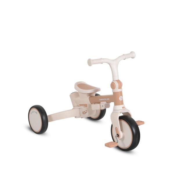 Tricicletă Pliabila 4 în 1 Byox Compacto Beige pentru Copii 12-36 Luni, Scaun Rotativ, Control Parental și Bicicleta de Echilibru