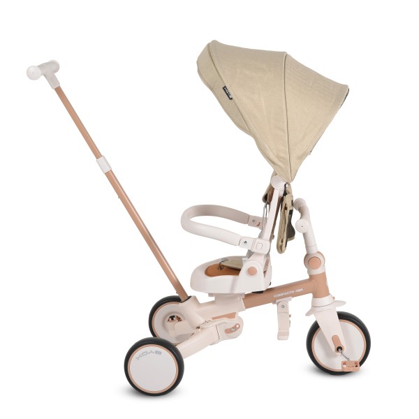 Tricicletă Pliabila 4 în 1 Byox Compacto Beige pentru Copii 12-36 Luni, Scaun Rotativ, Control Parental și Bicicleta de Echilibru
