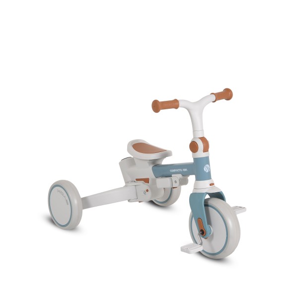 Tricicletă Pliabila 4 în 1 Byox Compacto Blue pentru Copii 12-36 Luni, Scaun Rotativ, Control Parental și Bicicleta de Echilibru