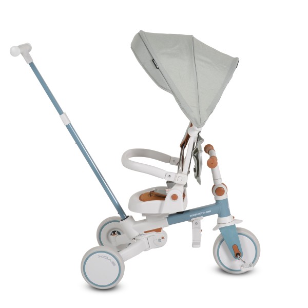 Tricicletă Pliabila 4 în 1 Byox Compacto Blue pentru Copii 12-36 Luni, Scaun Rotativ, Control Parental și Bicicleta de Echilibru