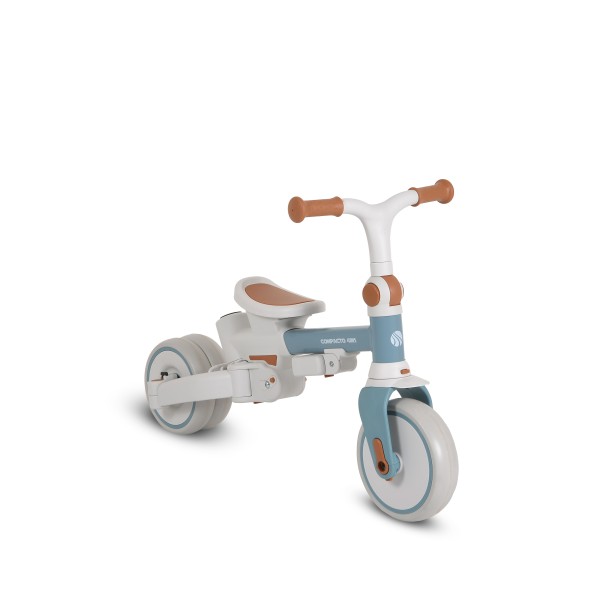 Tricicletă Pliabila 4 în 1 Byox Compacto Blue pentru Copii 12-36 Luni, Scaun Rotativ, Control Parental și Bicicleta de Echilibru