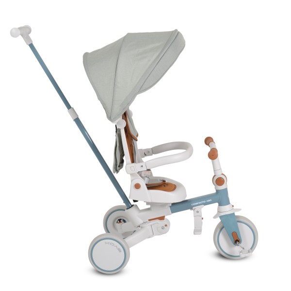 Tricicletă Pliabila 4 în 1 Byox Compacto Blue pentru Copii 12-36 Luni, Scaun Rotativ, Control Parental și Bicicleta de Echilibru