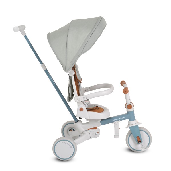 Tricicletă Pliabila 4 în 1 Byox Compacto Blue pentru Copii 12-36 Luni, Scaun Rotativ, Control Parental și Bicicleta de Echilibru
