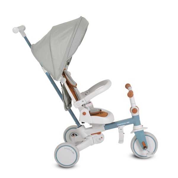Tricicletă Pliabila 4 în 1 Byox Compacto Blue pentru Copii 12-36 Luni, Scaun Rotativ, Control Parental și Bicicleta de Echilibru