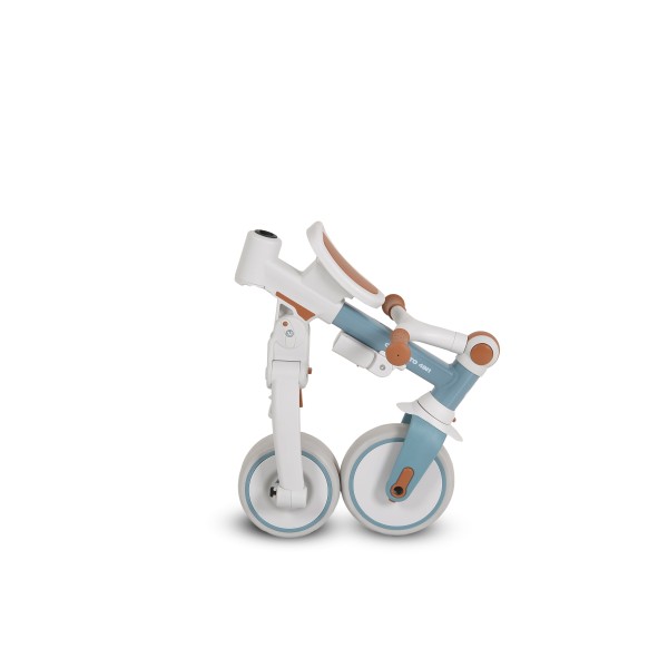 Tricicletă Pliabila 4 în 1 Byox Compacto Blue pentru Copii 12-36 Luni, Scaun Rotativ, Control Parental și Bicicleta de Echilibru