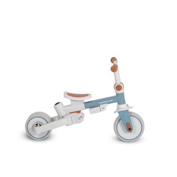 Tricicletă Pliabila 4 în 1 Byox Compacto Blue pentru Copii 12-36 Luni, Scaun Rotativ, Control Parental și Bicicleta de Echilibru