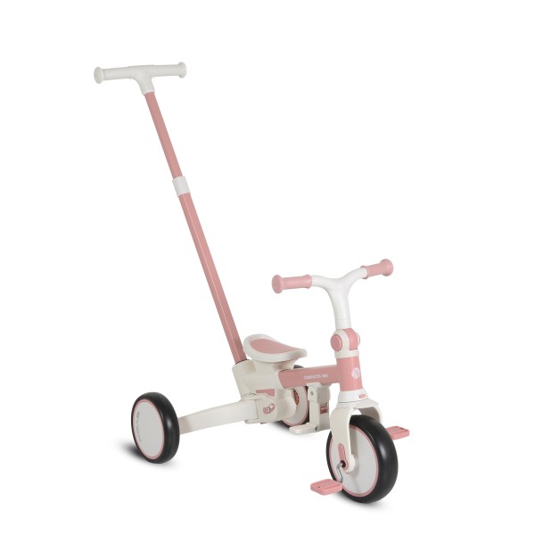 Tricicletă Pliabila 4 în 1 Byox Compacto Pink pentru Copii 12-36 Luni, Scaun Rotativ, Control Parental și Bicicleta de Echilibru