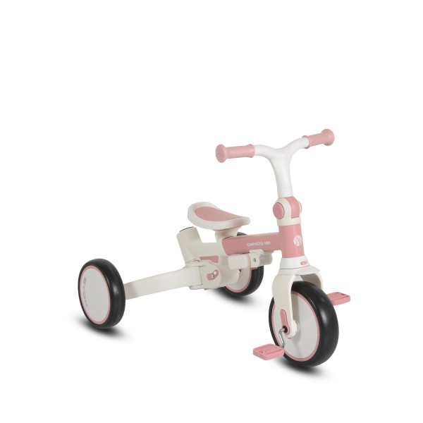 Tricicletă Pliabila 4 în 1 Byox Compacto Pink pentru Copii 12-36 Luni, Scaun Rotativ, Control Parental și Bicicleta de Echilibru