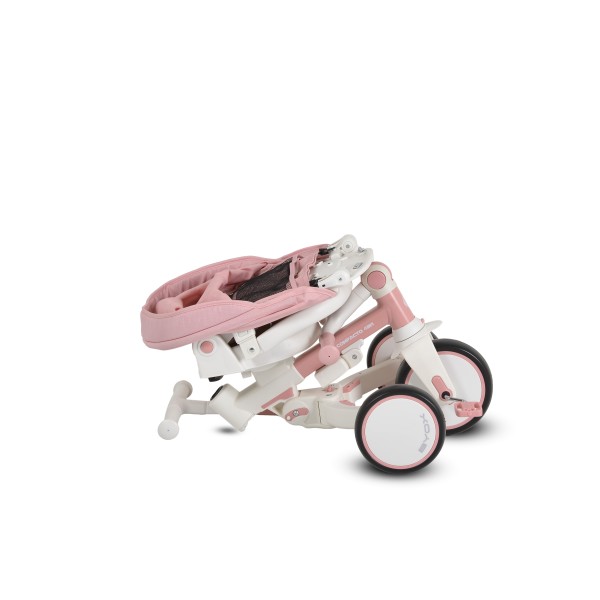 Tricicletă Pliabila 4 în 1 Byox Compacto Pink pentru Copii 12-36 Luni, Scaun Rotativ, Control Parental și Bicicleta de Echilibru