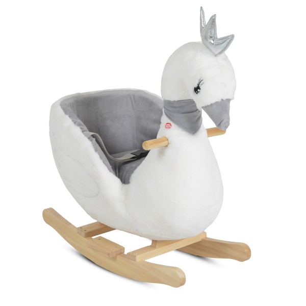 Leagăn de pluș muzical pentru copii Moni Toys Swan – 12 luni+, până la 30 kg, moale și confortabil 