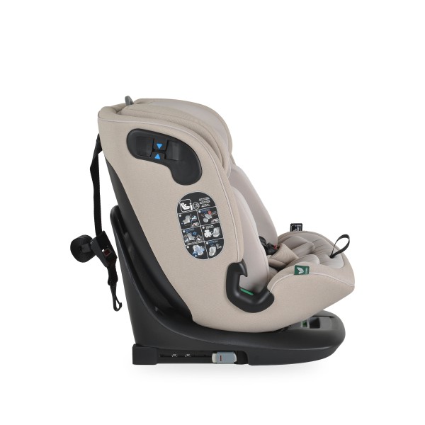 Scaun auto rotativ 360° Cangaroo GTS Sandstone – 0-12 ani (40-150 cm), ISOFIX & Top Tether, protecție laterală SPS, tetieră reglabilă și confort premium Eco Fabric