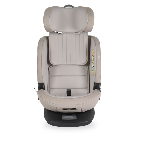 Scaun auto rotativ 360° Cangaroo GTS Sandstone – 0-12 ani (40-150 cm), ISOFIX & Top Tether, protecție laterală SPS, tetieră reglabilă și confort premium Eco Fabric