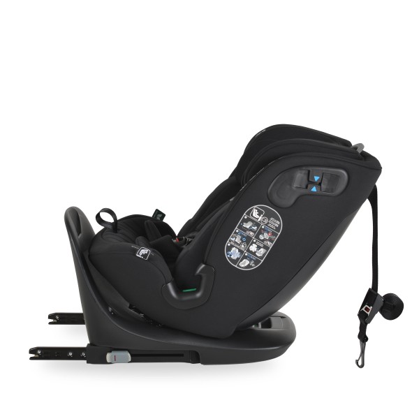 Scaun auto rotativ 360° Cangaroo GTS Black – 0-12 ani (40-150 cm), ISOFIX & Top Tether, protecție laterală SPS, tetieră reglabilă și confort premium Eco Fabric