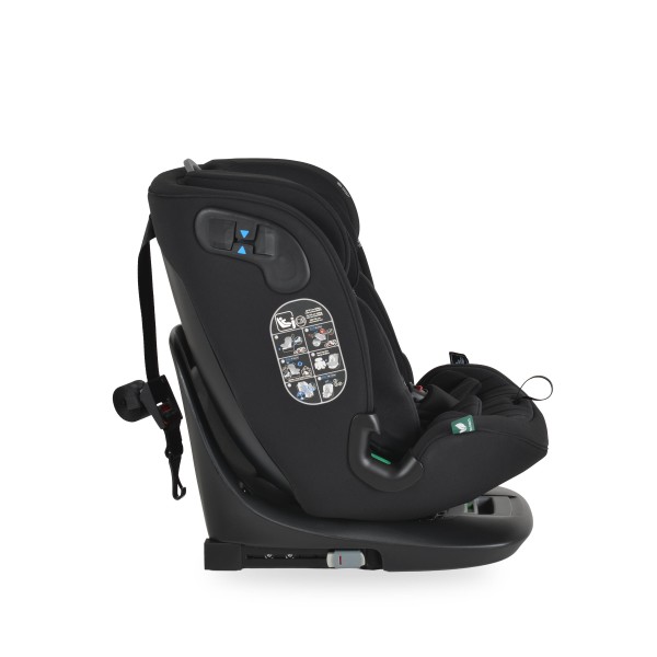 Scaun auto rotativ 360° Cangaroo GTS Black – 0-12 ani (40-150 cm), ISOFIX & Top Tether, protecție laterală SPS, tetieră reglabilă și confort premium Eco Fabric