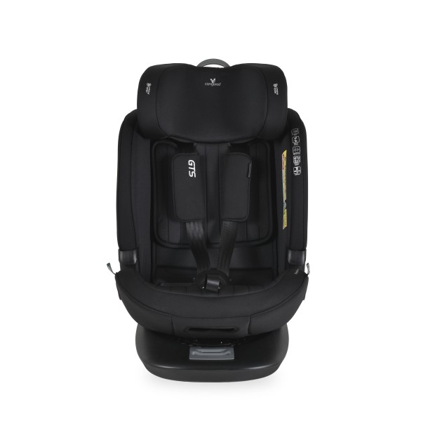 Scaun auto rotativ 360° Cangaroo GTS Black – 0-12 ani (40-150 cm), ISOFIX & Top Tether, protecție laterală SPS, tetieră reglabilă și confort premium Eco Fabric