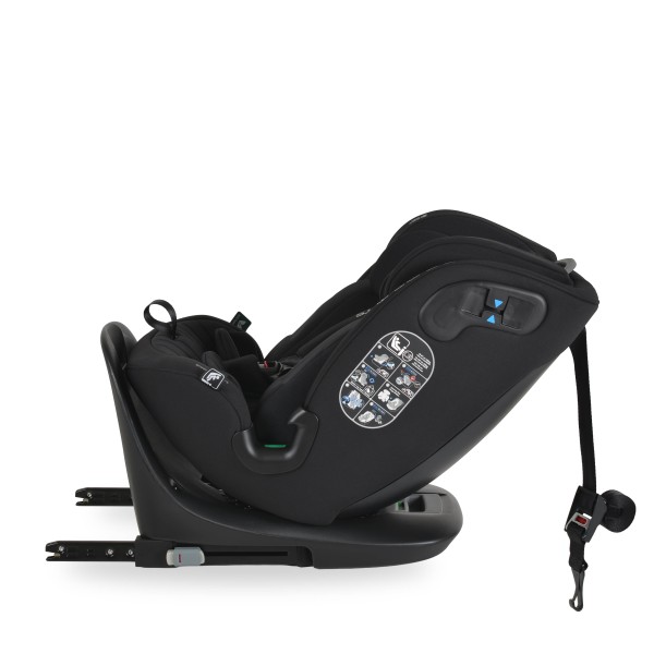 Scaun auto rotativ 360° Cangaroo GTS Black – 0-12 ani (40-150 cm), ISOFIX & Top Tether, protecție laterală SPS, tetieră reglabilă și confort premium Eco Fabric
