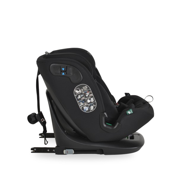 Scaun auto rotativ 360° Cangaroo GTS Black – 0-12 ani (40-150 cm), ISOFIX & Top Tether, protecție laterală SPS, tetieră reglabilă și confort premium Eco Fabric