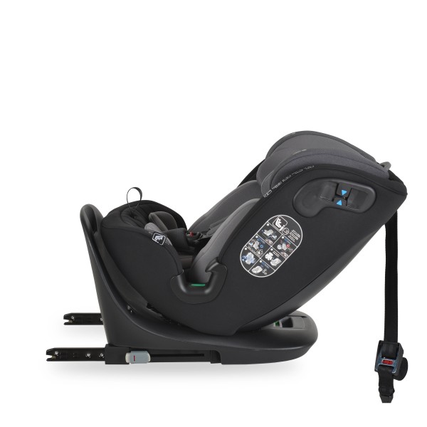 Scaun auto rotativ 360° Cangaroo GTS Grey – 0-12 ani (40-150 cm), ISOFIX & Top Tether, protecție laterală SPS, tetieră reglabilă și confort premium Eco Fabric