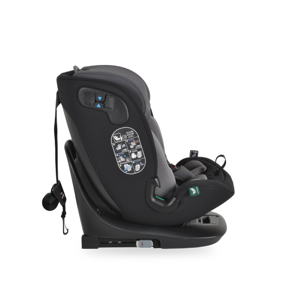 Scaun auto rotativ 360° Cangaroo GTS Grey – 0-12 ani (40-150 cm), ISOFIX & Top Tether, protecție laterală SPS, tetieră reglabilă și confort premium Eco Fabric