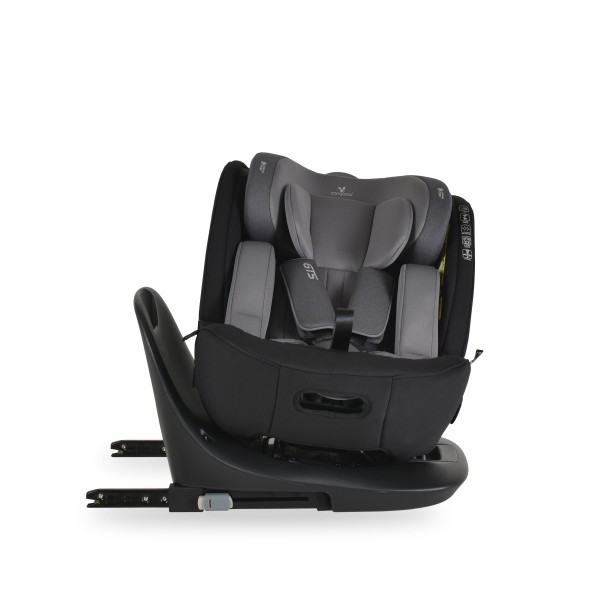 Scaun auto rotativ 360° Cangaroo GTS Grey – 0-12 ani (40-150 cm), ISOFIX & Top Tether, protecție laterală SPS, tetieră reglabilă și confort premium Eco Fabric