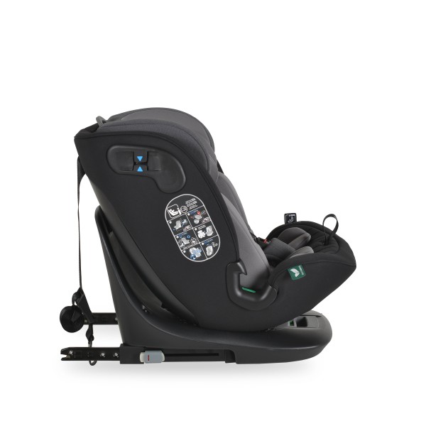 Scaun auto rotativ 360° Cangaroo GTS Grey – 0-12 ani (40-150 cm), ISOFIX & Top Tether, protecție laterală SPS, tetieră reglabilă și confort premium Eco Fabric