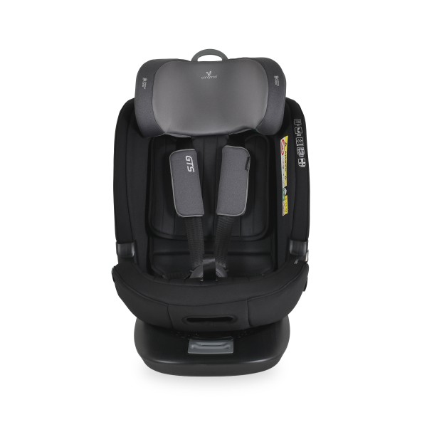 Scaun auto rotativ 360° Cangaroo GTS Grey – 0-12 ani (40-150 cm), ISOFIX & Top Tether, protecție laterală SPS, tetieră reglabilă și confort premium Eco Fabric
