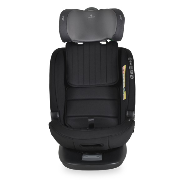 Scaun auto rotativ 360° Cangaroo GTS Grey – 0-12 ani (40-150 cm), ISOFIX & Top Tether, protecție laterală SPS, tetieră reglabilă și confort premium Eco Fabric