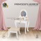 Măsuță de toaletă pentru copii Moni Toys Oglinda Princess – din lemn cu oglindă și scăunel, dimensiune 48x29x86 cm