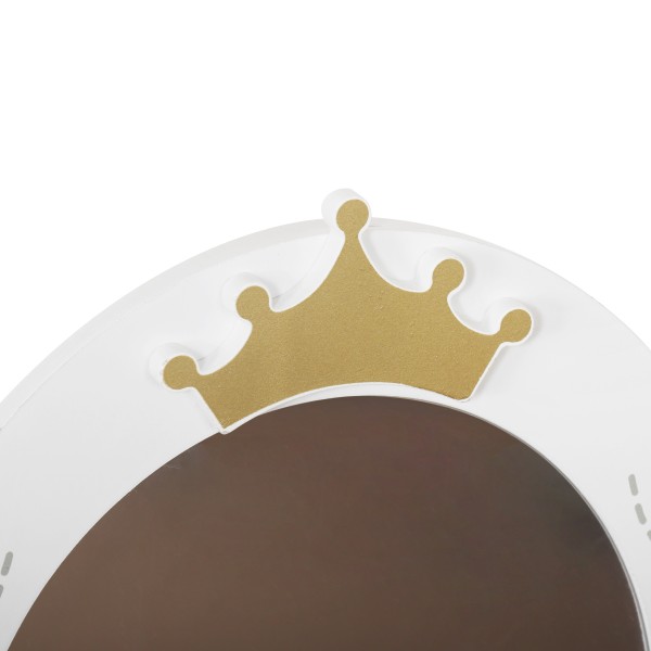Măsuță de toaletă pentru copii Moni Toys Oglinda Princess – din lemn cu oglindă și scăunel, dimensiune 48x29x86 cm