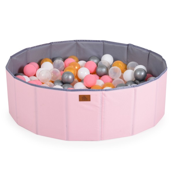 Piscină pliabilă pentru copii Moni Toys Melo Pink, cu 90 bile colorate și geantă de depozitare, 12 luni+