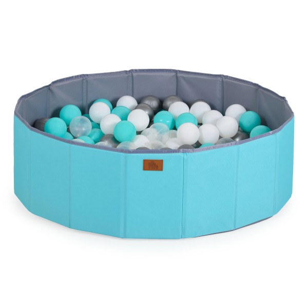 Piscină pliabilă pentru copii Moni Toys Melo Blue, cu 90 bile colorate și geantă de depozitare, 12 luni+