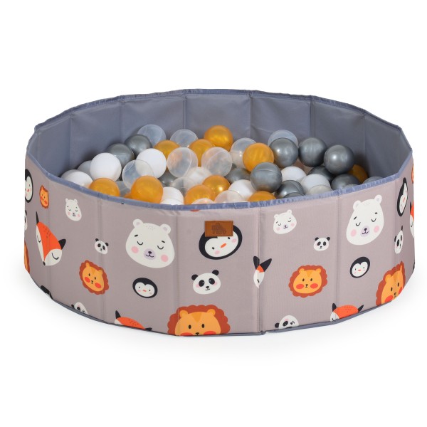 Piscină pliabilă pentru copii Moni Toys Melo Animals, cu 90 bile colorate și geantă de depozitare, 12 luni+