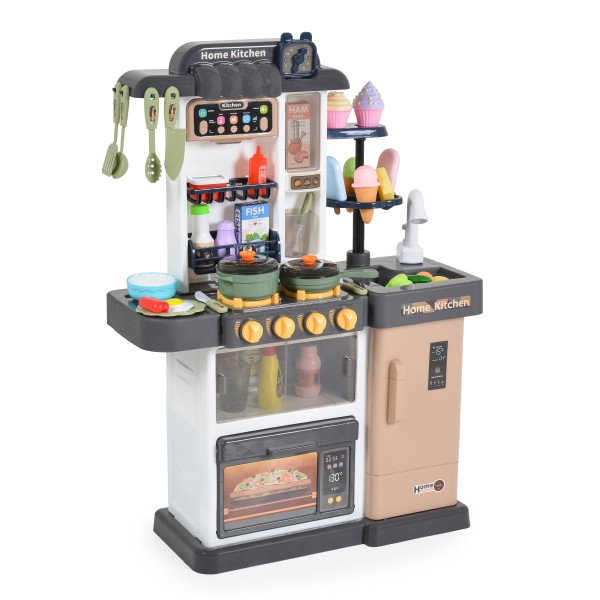 Bucătărie de jucărie cu abur și apă reală, WD panou muzical, uși funcționale și 38 accesorii, 3 ani+ Dimensiune 52x21x75 cm