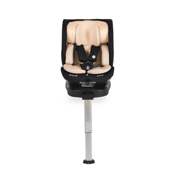 Scaun auto rotativ 360° Moni Strike Sand Beige cu ISOFIX și picior de sprijin, R129 i-Size, 0-12 ani (40-150 cm) – Protecție completă și confort premium