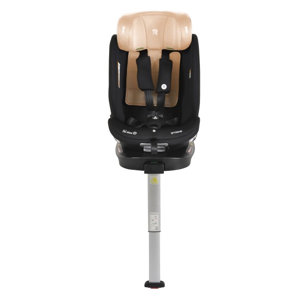 Scaun auto rotativ 360° Moni Strike Sand Beige cu ISOFIX și picior de sprijin, R129 i-Size, 0-12 ani (40-150 cm) – Protecție completă și confort premium