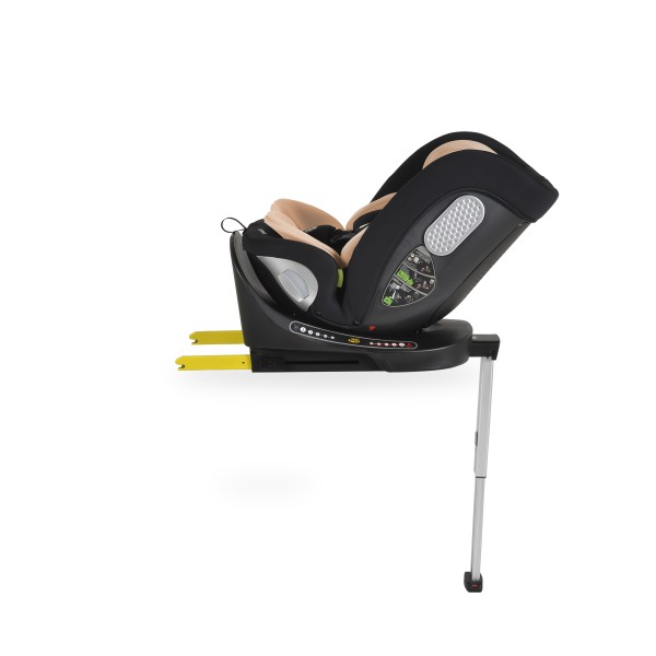 Scaun auto rotativ 360° Moni Strike Sand Beige cu ISOFIX și picior de sprijin, R129 i-Size, 0-12 ani (40-150 cm) – Protecție completă și confort premium