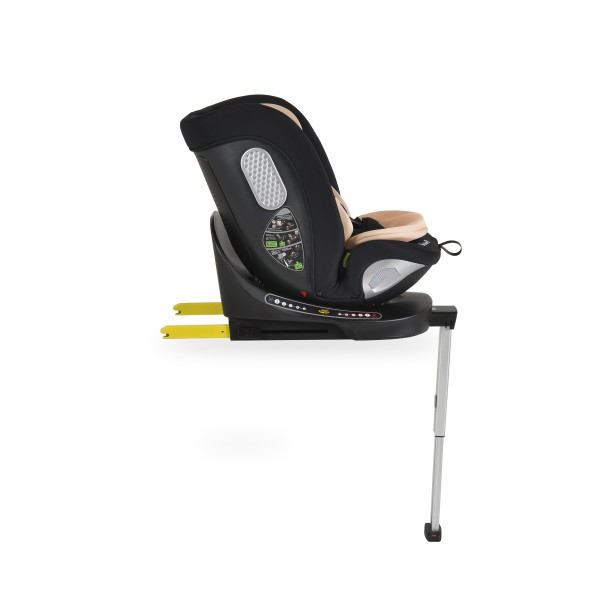 Scaun auto rotativ 360° Moni Strike Sand Beige cu ISOFIX și picior de sprijin, R129 i-Size, 0-12 ani (40-150 cm) – Protecție completă și confort premium