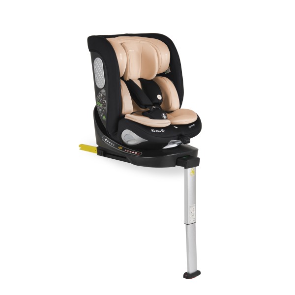 Scaun auto rotativ 360° Moni Strike Sand Beige cu ISOFIX și picior de sprijin, R129 i-Size, 0-12 ani (40-150 cm) – Protecție completă și confort premium