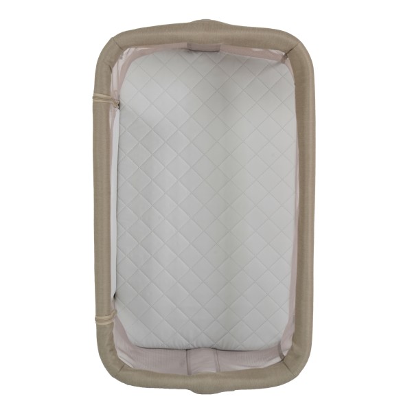 Pătuț Co-sleeping Cangaroo Aura Beige pentru bebeluși cu 7 poziții, funcție antireflux, saltea inclusă și roți cu frâne