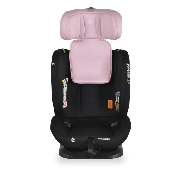 Scaun Auto i-Size Moni Competition 0-12 ani (40-150 cm) – fara Isofix, Pozitie somn, 5 Puncte, Protecție Laterală SIP Baby Pink