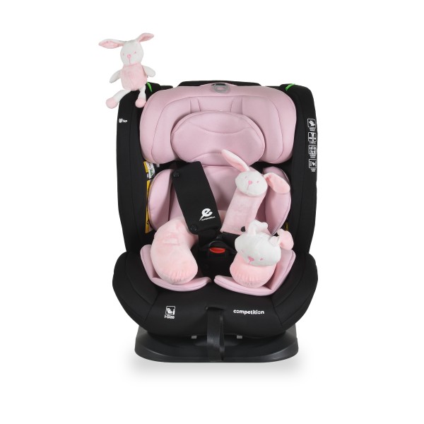 Scaun Auto i-Size Moni Competition 0-12 ani (40-150 cm) – fara Isofix, Pozitie somn, 5 Puncte, Protecție Laterală SIP Baby Pink