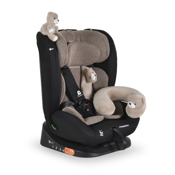Scaun Auto i-Size Moni Competition 0-12 ani (40-150 cm) – fara Isofix, Pozitie somn, 5 Puncte, Protecție Laterală SIP Cool beige