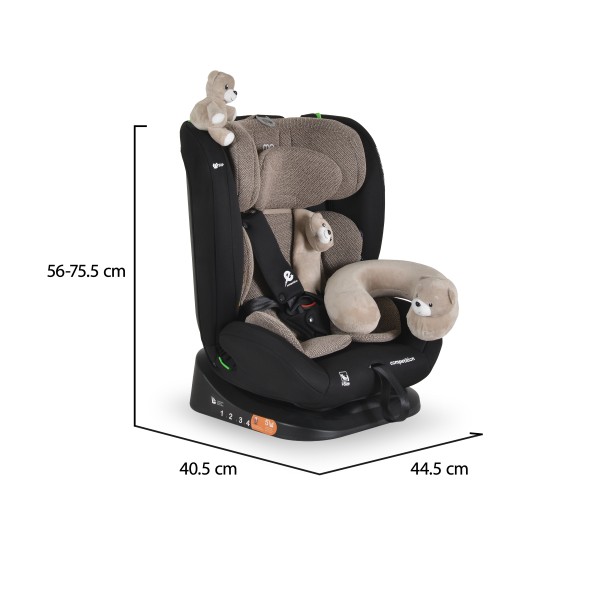 Scaun Auto i-Size Moni Competition 0-12 ani (40-150 cm) – fara Isofix, Pozitie somn, 5 Puncte, Protecție Laterală SIP Cool beige