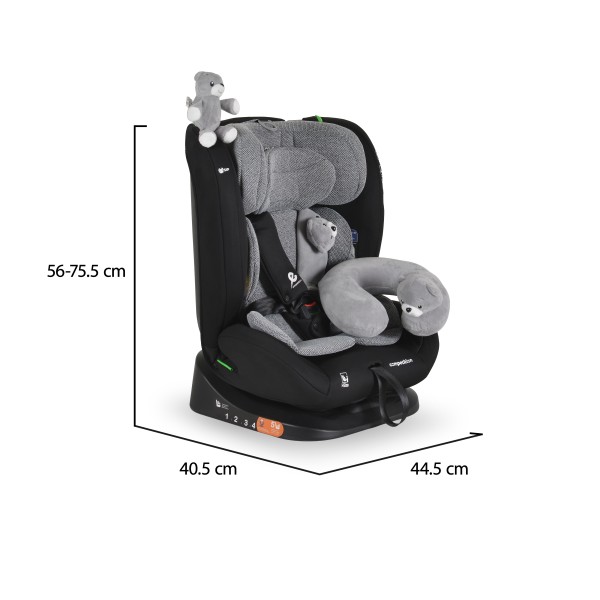 Scaun Auto i-Size Moni Competition 0-12 ani (40-150 cm) – fara Isofix, Pozitie somn, 5 Puncte, Protecție Laterală SIP Space gray