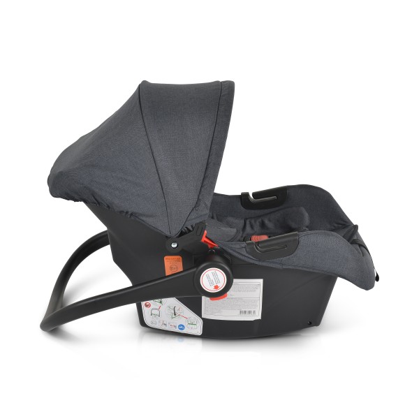 Scaun auto pentru bebeluși Moni Trio Black – 40-87 cm, cu fața la direcția de mers, centură 3 puncte, copertină pliabilă și adaptoare incluse
