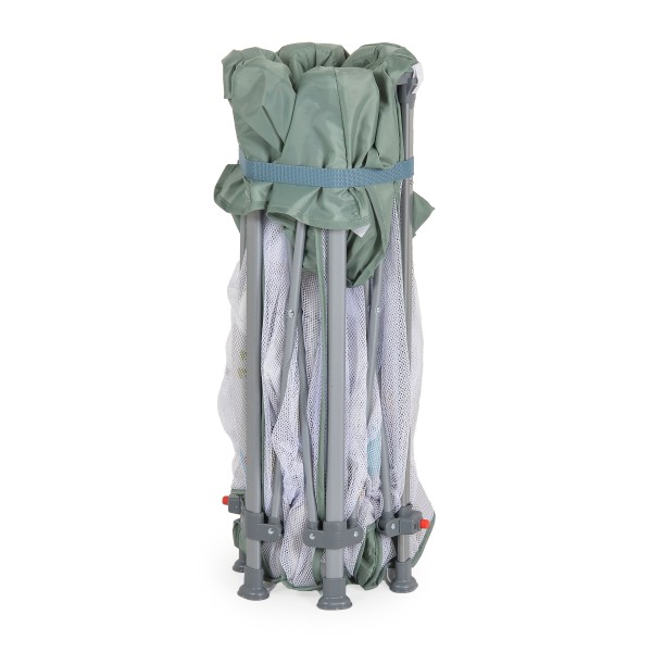 Țarc de joacă hexagonal pliabil Cangaroo Playbox Green cu laterale din plasă și bază termoizolantă – pentru copii 6 luni+ până la 15 kg