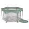 Țarc de joacă hexagonal pliabil Cangaroo Playbox Green cu laterale din plasă și bază termoizolantă – pentru copii 6 luni+ până la 15 kg