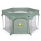 Țarc de joacă hexagonal pliabil Cangaroo Playbox Green cu laterale din plasă și bază termoizolantă – pentru copii 6 luni+ până la 15 kg